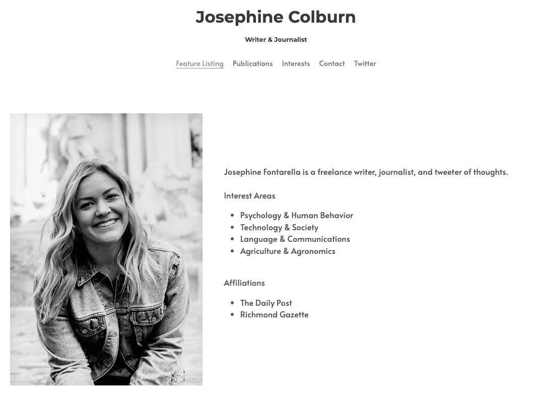 null Josephine Colburn Template from Strikingly